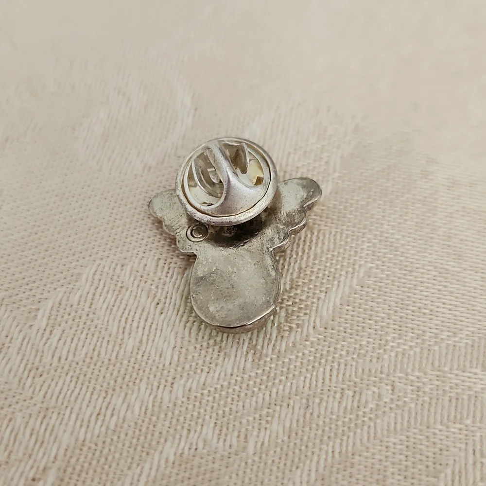 Guardian angel pin green peridot white pearl